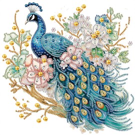 WSLWXSHM 5D Special Shape Diamond Art Kits for Beginners, Diamond Painting Kits for Adults Peacock, Crystal Rhinestones Diamond Painting for Home Wall Decoration Gift 12×12inch/30×30cm, Flower