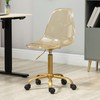 HOMEFUN Clear Rolling Chair, Armless Acrylic Desk Chair with Golden