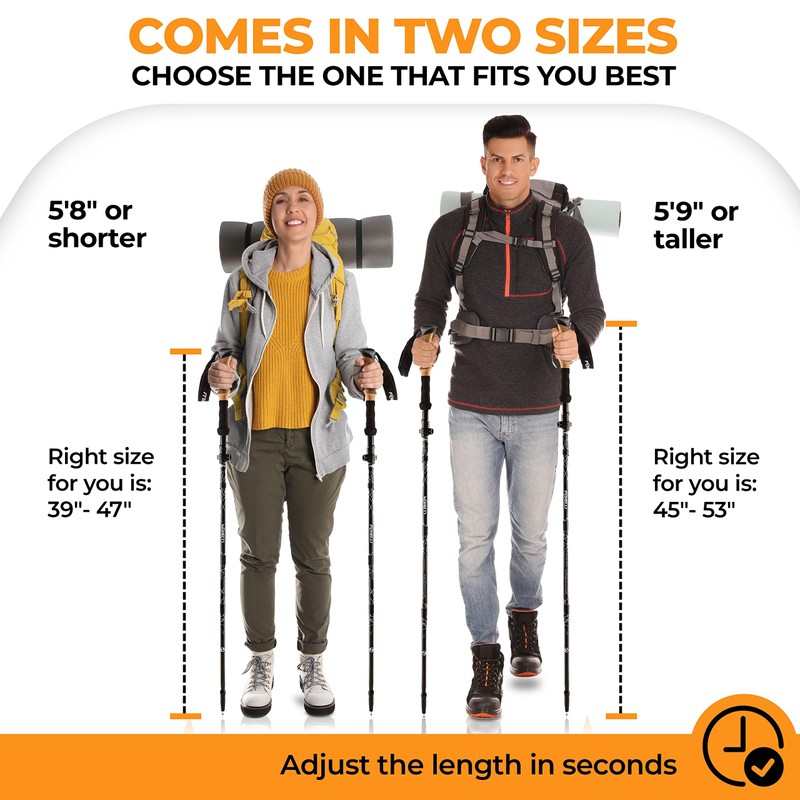 Foxelli Lightweight Trekking Poles – Compact Walking Sticks with Quick