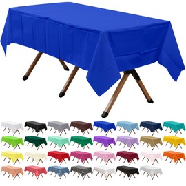 dinexlence 2 Pack Royal Blue Premium Plastic Tablecloth Rectangle 54 x 108 Inches Reusable Ocean Blue Decorative Table Cover for Dining, Wedding, Party, Indoor and Outdoor use