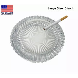 BEST PRODUCT Large Round Glass Ashtray For Adult Big Smoke Ashtray for Home Restaurant 6 inch
