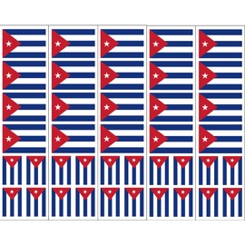 40 Removable Stickers: Cuba Flag: Cuban Party Favors, Decals