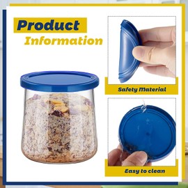 30 Pieces Oui Yogurt Jar Lids, Yogurt Container Lids, Clear Plastic Blue Oui Lids for Cookie Coffee Supplies Glass Jars Containers