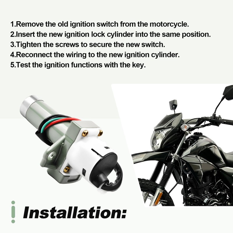 Ignition Key Switch Set Compatible with Hawk 250 250cc Motorcycle