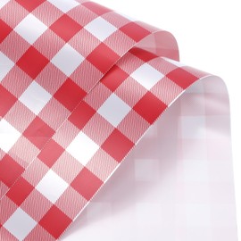 MECCANIXITY Flower Wrapping Paper Waterproof Floral Wrap Plaid Cherry Red Gift Packaging 22.8 x 22.8 Inch Used for DIY Crafts Bouquet Packaging 20 Pcs