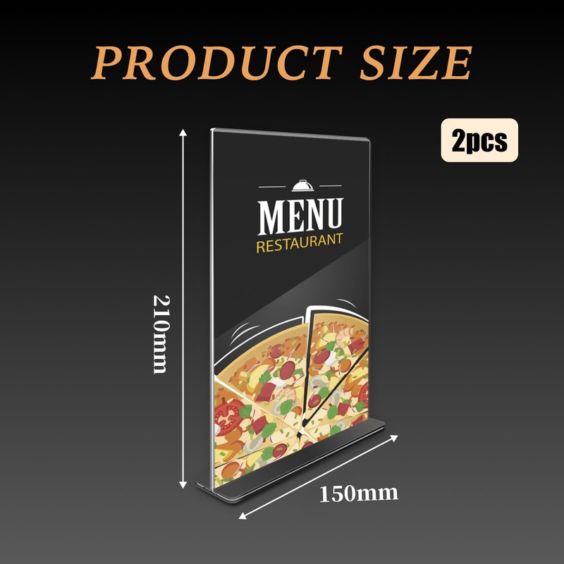 Cylocrya Acrylic Menu Stand A5 2 Pack Clear Footed Menu