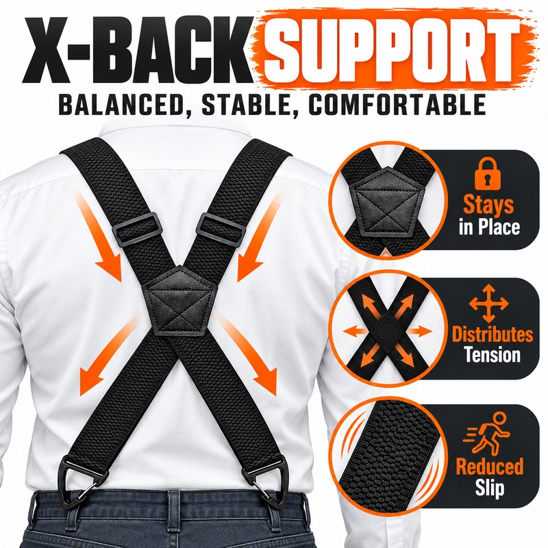 Heavy Duty Suspenders for Men Work Biker Outdoor 3.8cm Wide