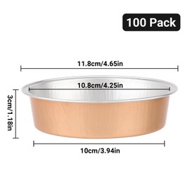 Beasea Aluminum Foil Ramekins, 7.3oz 100 Pack 4 Inch 215ml Disposable Ramekins Foil Cups No Lids Baking Ramekin Cup Cupcake Aluminum Mini Baking Cups for Party - Rose Gold