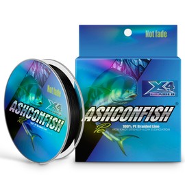 Ashconfish Braided Fishing Line - Real Color Fastness - 4 Strand 300M -6lb 8lb to 100lb - Abrasion Resistant Braid Lines - Incredible Superline - Zero Stretch - Smaller Diameter - 60LB - Black