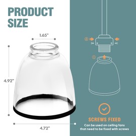 3-Pack Black Edge Clear Glass Shades, Bell Shaped Light Fixtures Lampshade,Glass Shade Covers Lamp Replacements for Chandelier Wall Sconces Pendant Light