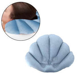 ＫＬＫＣＭＳ Inflatable Bath Pillow Shell Shaped Suction Cup Bath Cushion Neck Support Pillow for SPA, Blue