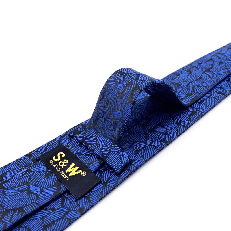 S&W SHLAX&WING Ties for Men Black Navy Blue Patterned Geometric