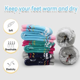 SkiBeaut - Calcetines de esquí para niños, 2 pares de calcetines gruesos y cálidos, para patinar sobre snowboard para niños y niñas, Gris Claro + Azul Oscuro, 3-6 Años