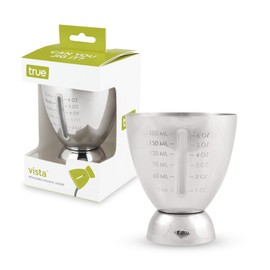 True Vista Bar Cart Accessory Measured Double Cocktail Jigger Set of 1, Silver