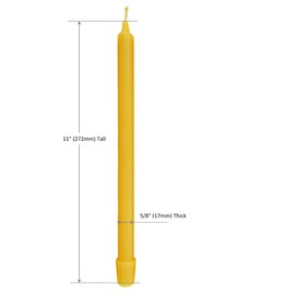 BCandle 100% Pure Beeswax Candles Organic Hand Made - 11 Inches Tall, 5/8 inch Thick