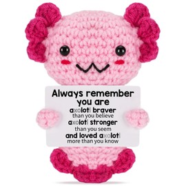 Weming Stocking Stuffers for Kids & Teen Girls – Mini Crochet Hippo Plush with Pun Card, Handmade 8–10cm, Cute, Kawaii Desk/Nightstand Decor, Secret Santa, Hippopotamus Toy