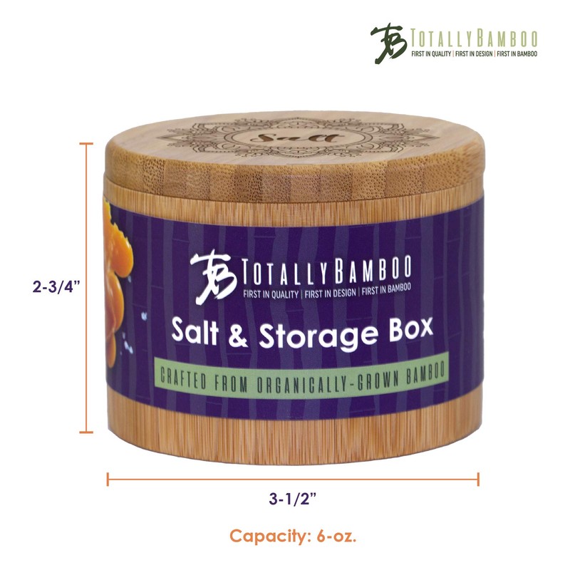 Totally Bamboo Salt Cellar Bamboo Storage Box with Magnetic Swivel