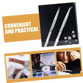 OHPHCALL Stainless Steel Tweezers Set Jewelry Tweezers for Gems Non-Slip Handle