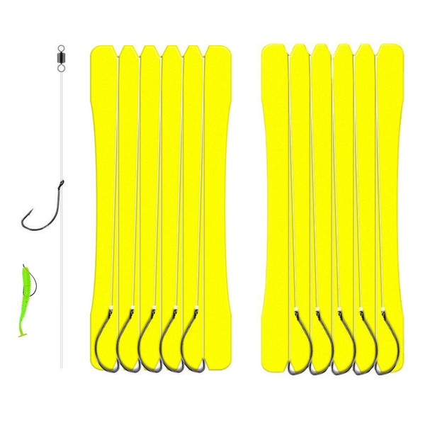 Fishing rigs, fishing hooks, fishing accessories, offset hook set, leader rigs, leader line, fishing hooks, 1/0# pre-made rigs, fishing spinning leader, leader for spin fishing (10)