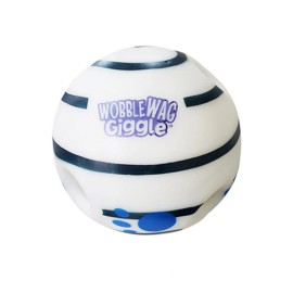 Unbranded Wobble Wag Giggle Dog Interactive Ball Toy Pet Glow Sounds When Rolled Play Fun - White Glow, SMALL (10CM)