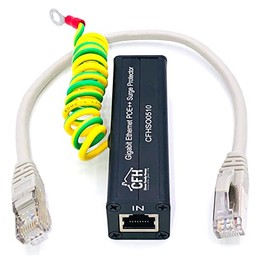 Ethernet Gigabit Surge Protector Kit with CAT 6a Jumper Cable and Ground Wire (Supports POE++, POE+, POE)