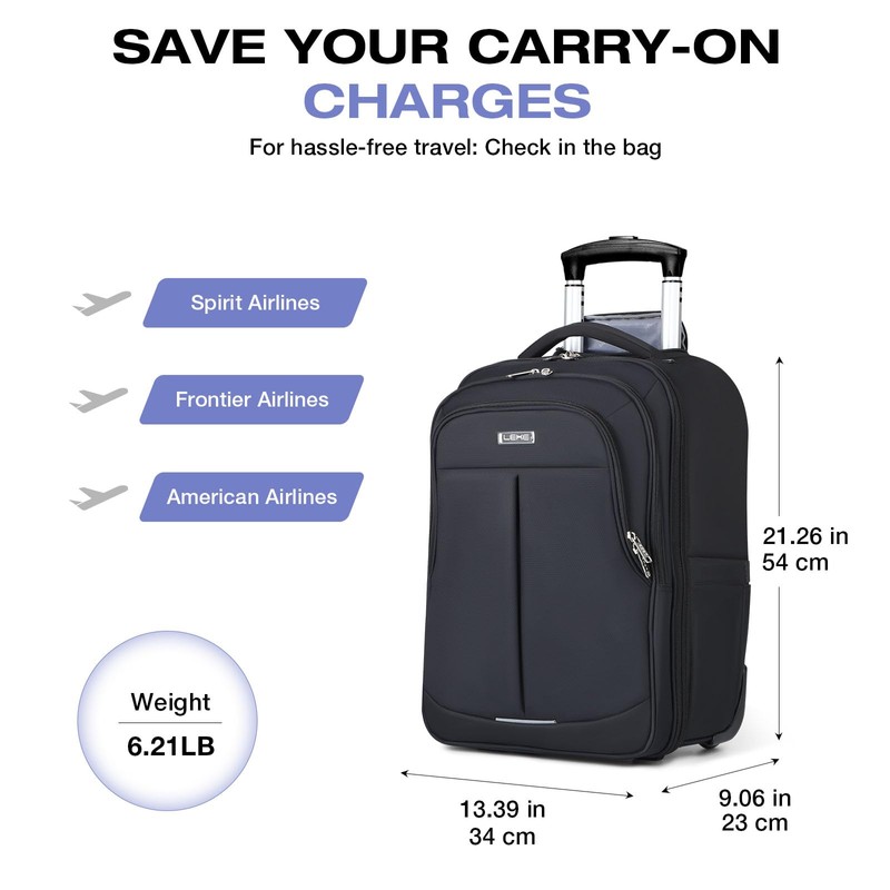 Lekespring Rolling Backpack for Adults,18 Inch Waterproof Carry-on Back pack