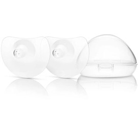 Breastfeeding Nipple Shield – Soft Silicone Contact Shield for Flat or Inverted Nipples, Safe BPA/BPS Free, 1 Pair with Portable Case (16mm)
