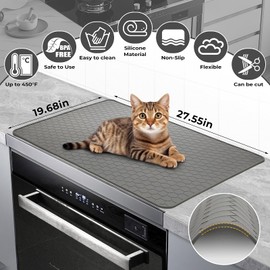 Stove Top Covers for Electric Stove, 27.55" x 19.68" Silicone Stove Cover,Foldable Ceramic Glass Electric Stove Top Cover, Dish Drying Mat to Prevent Scratching (Grey)