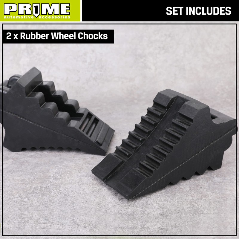Prime 1 PR1ME Heavy Duty Rubber Wheel Chocks, Rubber Tire