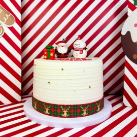 Red & Gold Tartan Reindeer Christmas Santa Grosgrain 25mm Ribbon for Christmas Cakes Gift Wrapping Bows Christmas Eve Boxes Decorations Toppers (4.6m)