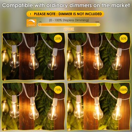 Larkvue 200FT(2x100FT) Outdoor String Lights, LED Patio Lights with 83 Waterproof Shatterproof A39 Dimmable Bulbs(3 Spare) for Deck Yard-2 Pack White