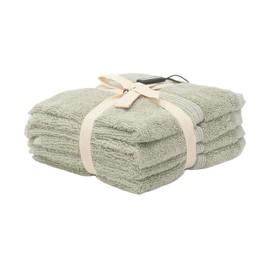 Mosobam 700 GSM Hotel Luxury Bamboo-Cotton, Washcloths 13X13, Set of 4, Seagrass Green, Turkish Baby Bath Towel, Face Washcloth