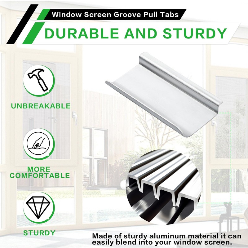 ​Universal Aluminum Window Screen Pull Tabs Replacement, 30-Pack Durable UV-Resistant