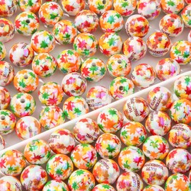 BERMRO 16mm Acrylic Beads 20pcs Thanksgiving Focal Spacer Bead Chunk Bubblegum Beads for DIY Crafting Necklace Bracelet Jewelry Making Keychain (Deep Orange)