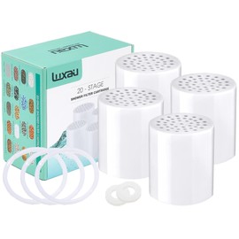4 Pc Luxau 20 Stage (Also Fit 15, 18 Stage) Shower Filter Replacement Cartridge, Shower Head Filter Refill, for Hard Water Chlorine Heavy Metal, Skin Hair, Fit Any Similar Design Shower Water Filter