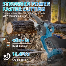Mini Chainsaw Cordless, 6-in Brushless Electric Chainsaw with Auto Oiler System & Security Lock, Small Portable Handheld Chain Saw, Garden Tool for Wood Cutting, Tree Trimming, Courtyard, Household
