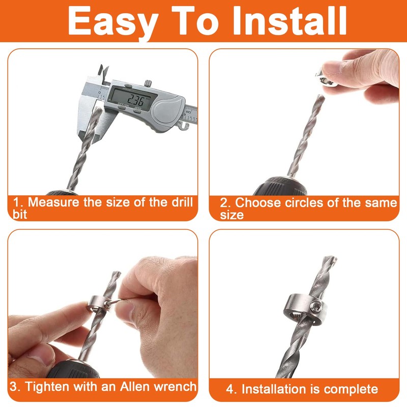 8 Piece Depth Stop Rings Set, Depth Stop for Drills