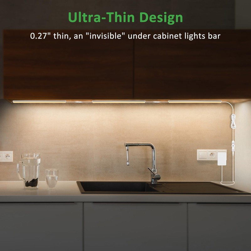 maylit Under Cabinet Lights Plug in, 3 Pcs 12 Inch