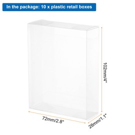 MECCANIXITY 10 PCS Clear Gift Box,2.8"x1.1"x4" Transparent Candy Box Plastic Favor Boxes Packing Box for Candy Cookies Christmas Wedding Party Wrapping