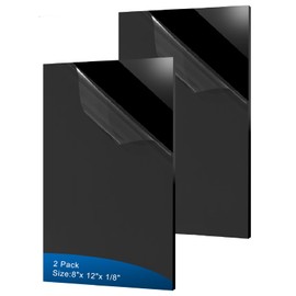 2 Pieces Black Acrylic Sheet, 8 x 12 Inch 1/8 Inch Thick, Black Cast Plexiglass Sheets for DIY Display, Handcraft, Home Decor, Painting, Display Stand, Photo Frame, Easy to Cut