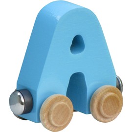 Maple Landmark NameTrain Pastel Letter Car A - Made in USA (Blue)