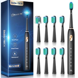 Ultrasonic Toothbrush for Adults Sonic Toothbrush, 9 Brush Heads, 5 Cleaning Modes, 4-Hour Charge Lasts 60 Days Electric Toothbrush (Black)