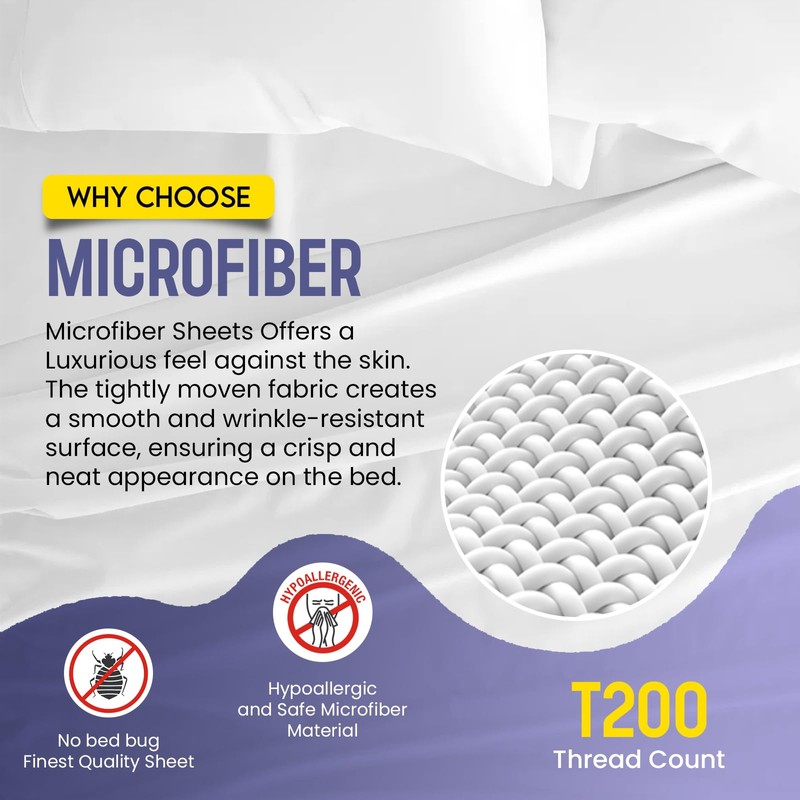 Sunshine Comforts Microfiber Flat Sheets Super King Size Breathable, Anti
