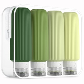 Mrsdry Travel Bottles for Toiletries, Large 6oz Travel Size Containers, BPA Free Leak Proof Tubs Refillable Liquid Accessories with Toiletry Bag for Cometic Shampoo and Lotion Soap (4 Pack)