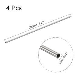 sourcing map 4Pcs 304 Stainless Steel Tube, OD 3mm x 0.2mm Wall Thick 200mm Length Capillary Metal Tubing for Industry Machinery