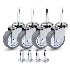 QAVBFA 2 Inch Shop Vac Wheels Replacement Parts – Set of 4 Heavy-Duty Rubber Caster Wheels with 8mm or 5/16” Stem for Shop Vac Wet Dry Vacuums and Furniture (4 Pcs)