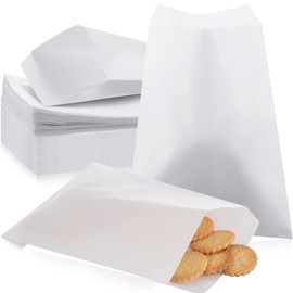 Epakh 500 Pcs Grease Resistant Paper Treat Bags 5. 12 x 7. 09 Inches Paper Cookie Sleeves Bags Glassine Semi Transparent Flat Bakery Sleeves Envelopes for Bakery Candies Chocolate Hand Pie(White)