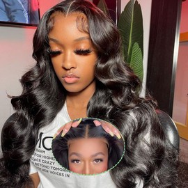 4GIRL4EVER 24 Inch Body Wave Lace Front Wigs Human Hair Pre Cut Lace Glueless Wear and Go Wig for Black Woman 4x6 HD Lace Closure Wigs Human Hair Pre Plukced with Boby Hair 180% Density Natural Color