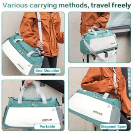 Damcyer Travel Bag Sports Bag Women's Travel Bag Large 48 x 23 x 27 cm Sports Bag with Shoe Compartment and Wet Compartment Waterproof Handbag Duffle Bag for Sports and Travel for Men and Women 1,