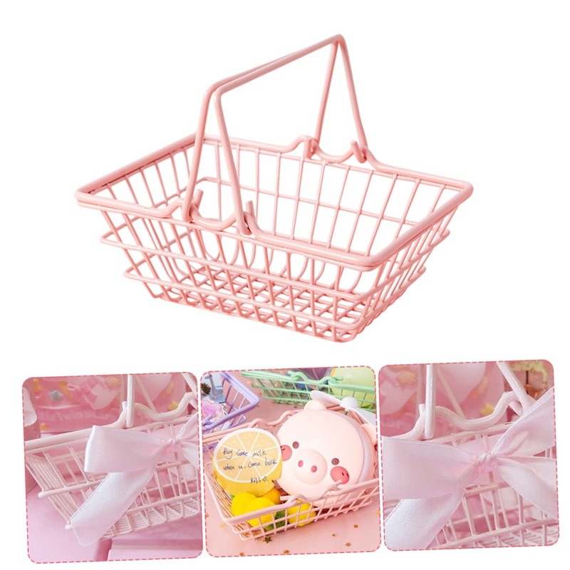 2pcs Shopping Basket Little Basket with Handle Fall Mini Shopping